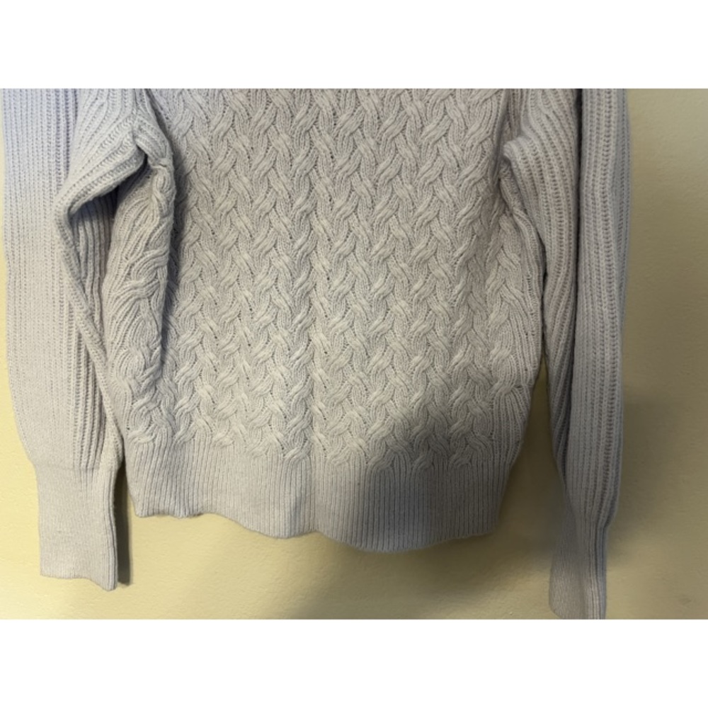 REBECCA TAYLOR La Vie lilac purple cable knit wool crewneck sweater L - Picture 9 of 11